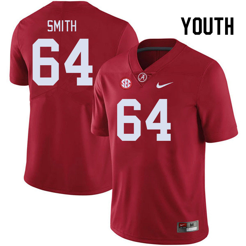 Youth #64 Mac Smith Alabama Crimson Tide College Footabll Jerseys Stitched Sale-Crimson